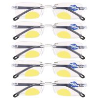 5 Pcs Frameless Cutting Multi-focus Bifocal Reading Glasses Unisex far And Near Dual-use Anti-blue light Hyperopia Eyeglasses