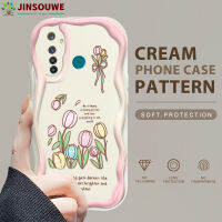 (คลังสินค้าพร้อม) เคสเคสมือถือสำหรับ Realme 5เคสโทรศัพท์สำหรับการ์ตูนเด็กหญิงเด็กชายดอกไม้เนื้อครีมขอบลอนปกอ่อน