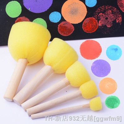 hot【DT】○  5set for art painting diy toy materials Sponge foam brush  with wooden handle children sponge