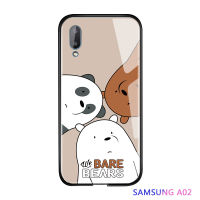 UCUC เคสโทรศัพท์เคสสำหรับ Samsung Galaxy A02ปลอก Samsung Galaxy M02การ์ตูนหมี เคสมือถือ เคสโทรศัพท์ เคสสาว Soft Edge เคสมันวาวกระจกเทมเปอร์ฝาหลังปลอก