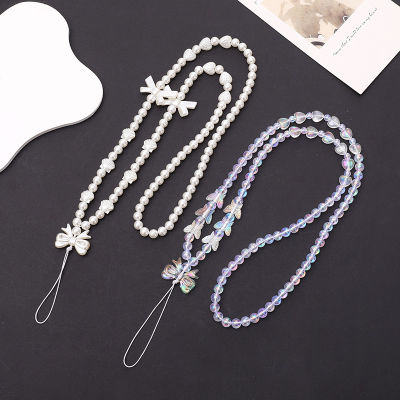 Unique Cellphone Charm Beaded Phone Lanyard Pearl Mobile Phone Strap Love Mobile Phone Hanging Rope Acrylic Phone Lanyard