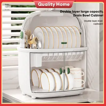 Home :: Home and Kitchen :: Dish Rack with Cover Dust-Proof Plastic Dish