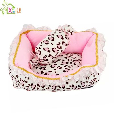 Luxury Pet Beds Soft Dog House Kennel Cat Nest Pink Sleeping Cushion With Pillow Puppy Basket Sofa Princess Teddy Pet Lounger