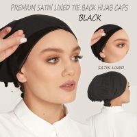 【YF】 Soft Muslim Hijab Hat Solid Color Women Jersey Premium Satin Lining Tie Turban Instant Silk Shawl