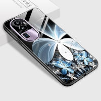 เคส PMP สำหรับ OPPO Reno10 Pro + 5G เคสแข็งพิมพ์ลายดอกไลแลกผู้หญิงหญิงสาวแฟชั่นกันกระแทกฝาครอบด้านหลังกระจกเทมเปอร์