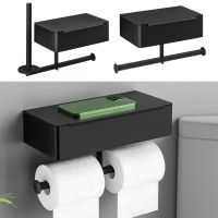 【hot】 Large Toilet Paper Holder Wall-Mounted Roll With Storage Organizer Accessories