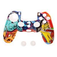 Multicolorสไตล์ซิลิโคนที่ครอบจอยคอนโทรลเลอร์ + 2จอยสติ๊กCapสำหรับPS4 Controller