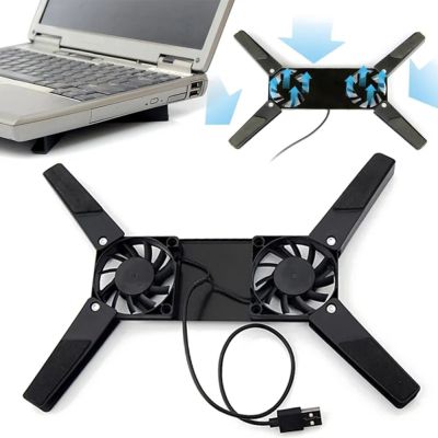 USB Powered Foldable Laptop Cooler with Double 60mm Fans for Notebook Computer