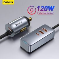 Baseus 120วัตต์4พอร์ต PD Car C Harger ด่วนชาร์จ QC 3.0 PD 3.0สำหรับ 14 13 12ซัมซุงประเภท-C USB ชาร์จ USB ชาร์จศัพท์