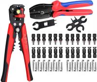 Solar Crimping Tool Kit for 2.5-6.0mm²/AWG26-10 Solar Panel PV Cable with 20PCS Male Female Solar Panel Cable Connectors Wires Leads Adapters