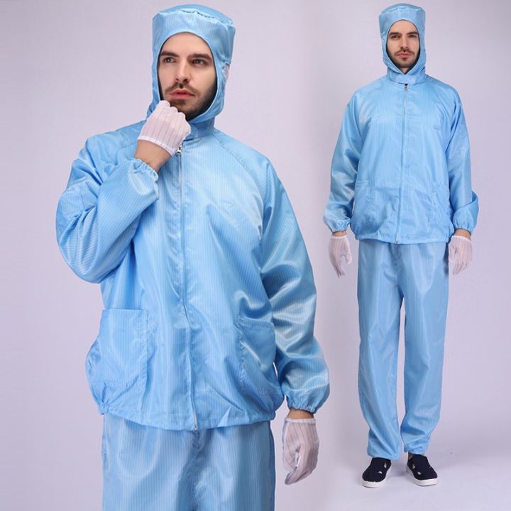 Cleanroom Suit 2 in 1 Jacket and Pants Ppe Protective Suit Washable ...