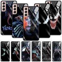 ☾ↂ Glass Case For Samsung Galaxy S21 S20 FE S10 S9 S8 Plus Cover For SAMSUNG S21 S20 Ultra S10Lite 5G Shell Marvel Venom Super Hero