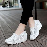 SAGYRITE Women Sandals Wedge Sandals for Women Big Size 42 Platform High Heels Sandals Elevator Shoes Height Increase Bohemia Casual Shoes Hand Woven Shoes