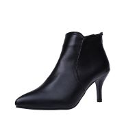 New Style Pointed High-heeled y Slim-heeled Boots, kasut perempuan, European and American Flannel Ankle Boots ,heels