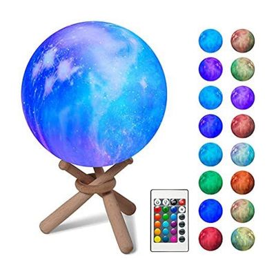 Moon Lamp Kids Night Light Galaxy Lamp 5.9 Inch 16 Colors 3D LED Moon Light Rechargeable Nightlight with Remote
