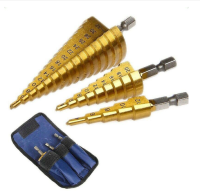 STEP DRILL SET 3 PC ดอกเจดีย์เจาะขยายรู 1 ชุด 3 ตัว ชุดเดียวจบครบเรื่องเจาะ ได้ตั้งแต่ 4-32 มม. มาพร้อมซองเก็บอย่างดี