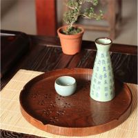 【 Party Store 】 Round Cherry Solid Wood Tea Coffee Snack Food Meals Serving Tray Plate Restaurant Trays Kitchen Wood Food Fruit Disc Tea Tray