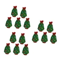 40PCS Mini Christmas Tree Statue Decor Scrapbook Embellishments Christmas Tree Keychain Miniature Christmas Tree