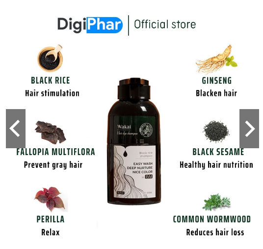 Wakai Herbal Hair Dye Shampoo, Blackening Shampoo, Brown Hair in 15 mins No 1 Japan Authentic