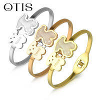 Womens Best-Selling Stylish Retro Classic Double Bears Stainless Steel celet