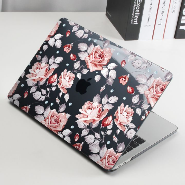 1เคสใส่โน๊ตบุ๊คสำหรับเคส Macbook Air 13 A2337 M1สำหรับ Macbook Air Pro M2 13.6 14 15 16 12 A2338 A2442เปลือกแข็งเคสลายกุหลาบ