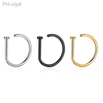 1 Pcs D Type Nose Rings Hoops 316L Stainless Steel Cartilage Earrings Body Piercing Jewelry Lip Rings Piercing