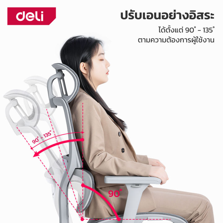 deli-เก้าอี้สำนักงาน-เก้าอี้นั่งทำงาน-เก้าอี้เพื่อสุขภาพ-ปรับเอนได้-3-ระดับ-มีที่รองขา-รองรับทุกสรีระ-นั่งสบาย-ไม่ปวดหลัง-office-chair