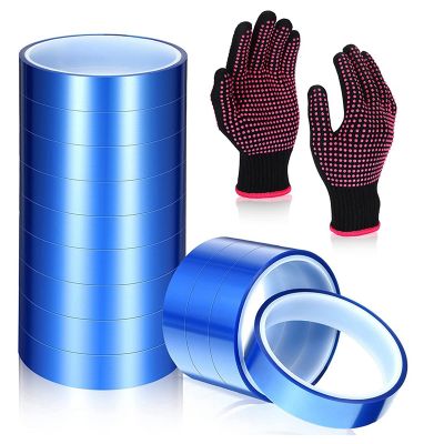 10Pcs Heat Resistant Tape and Gloves, 20 Mm 50Ft High Temperature Tape with 1Pair Heat Proof Glove Mitts for Sublimation