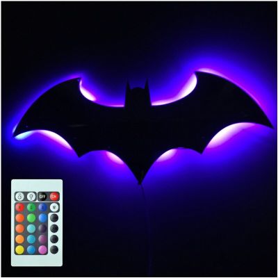 3D Bat 7 Color Mirror LED Remote Control Night Light Porch Channel Projection Wall lamp Kids Holiday Gift USB Power Supply Night Lights