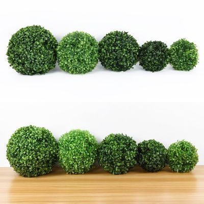 [AYIQ Flower Shop] ลูกบอลหญ้าพลาสติกประดิษฐ์1ชิ้นจำลองลูกบอลพืชสีเขียววันเกิดงานแต่งงานสวนกลางแจ้งพืชปลอม DIY ตกแต่ง