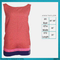 USED Ann Taylor - Coral Orange Polka Dot Top | เสื้อแขนกุดสีส้ม สีชมพู คอรัล ลายจุด ลายทาง โบว์ ทรงใหญ่ สายฝอ แท้ มือสอง