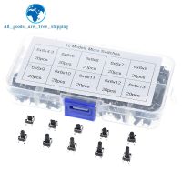 10 รุ่น 200pcs 6 * 6 Tact Switch สวิตช์ปุ่มกดสัมผัส ชุด ความสูง: 4.3MM ~ 13MM DIP 4P micro switch 6x6 Key switch