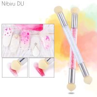 Double-Headed Gradient Brushes Acrylic Rhinestone Handle Sponge Nail Art Brush For Ombre Gradient Nails Manicure Tool Artist Brushes Tools