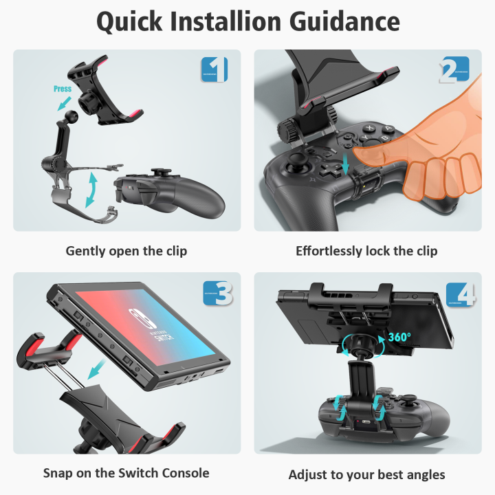 ใหม่-switch-pro-controller-mount-คลิปควบคุมสวิตช์ปรับได้เข้ากันได้กับ-nintendo-switch-oled-lite-switch-pro-controller-clip-clamp-holder-mount