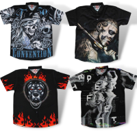 เสื้อปกเชิ้ต Mr.Junko แท้ ส่งฟรี พื้นดำ เสื้อฮาโลวีน ตัดต่อลายผ้า Premium Grade นุ่มใส่สบายไม่ยับ