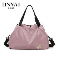 Tas Duffel Gym TINYAT ช่องรองเท้าผู้หญิงมีกระเป๋าเปียกกระเป๋าเดินทางกระเป๋าถือลำลองสำหรับผู้หญิงค้างคืนแบบพกพามีกระเป๋าโยคะ