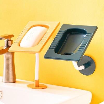 Hanging Wall Soap Box Toilet Soap Dish Drain Strong Suction Cup Creative Soap Rack Home Bathroom Soap Holder Storage Accessories Soap Dishes