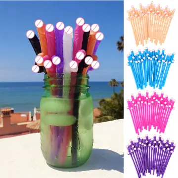 10Pcs Cuticolor Penis Straws Bridal Shower Sexy Hen Night Willy Drinking  Penis Novelty Nude Straw for