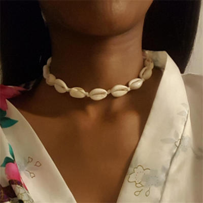 Seashell Jewelry Collar Shell Necklace Summer Hawaii Necklace Black Rope Chain Necklace Natural Seashell Choker