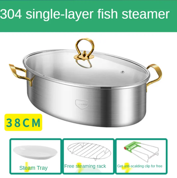 Steam fish artifact large household waterproof oblong oval steamer 12