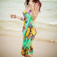 FN946N Summer Women Beach Bikini Cover Up Printed Pareo Chiffon Wrap Skirt Sarong Scarf Beachwear Bathing Suit Beach Dress Swi