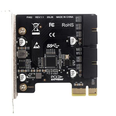 PCI-E 1X อะแดปเตอร์ USB PCI E Express USB3 0การ์ดขยายช่องเสียบการ์ดพอร์ตคู่ตัวควบคุม19Pin 2 USB 19Pin เพิ่มการ์ดอะแดปเตอร์ FJK3825