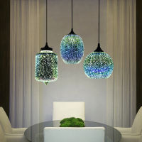 Modern 3D colorful Pendant Lights Nordic Starry Sky Hanging Glass Shade Pendant Lamp E27 LED For Kitchen Restaurant Living Room