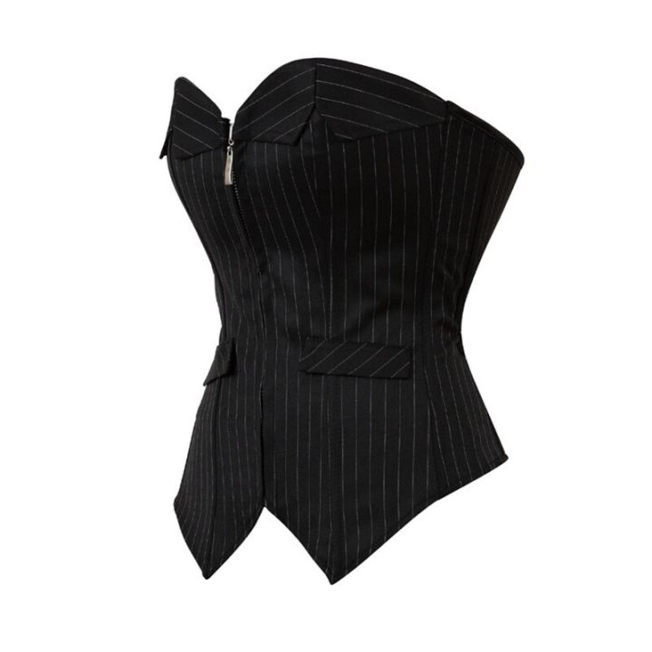 ชุดซิปสีดำเซ็กซี่ชุดธุรกิจชุดเดรสคอร์เซ็ทเกาะอกเสื้อและกระโปรงเสื้อสูททรงสลิม-s-6xl-ขนาดพิเศษ