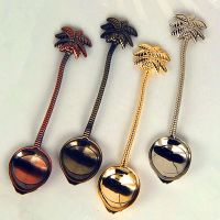 4pcs Coconut Coffee Spoon Retro Small Spoon Gold Silver Bronze Water Spoons Kitchen Utensils