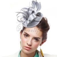 Fashion Lady Girl Vintage Satin Fascinator Feather Clip Hat Topper Party Wedding Races Hair Clip Accessories