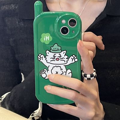 （cold noodles）   ญี่ปุ่นเกาหลีน่ารักการ์ตูนตลกหมีโทรศัพท์รูปร่างกรณีโทรศัพท์อ่อนสำหรับ IPhone 12 11 13 Pro XR X XS Max คู่ป้องกันปกหลัง