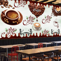 ภาพวาดมือวอลล์เปเปอร์กาแฟ Papel De Parede Papel Tapiz ร้านกาแฟร้านอาหารชายามบ่ายภาพจิตรกรรมฝาผนังอุตสาหกรรมคาเฟ่