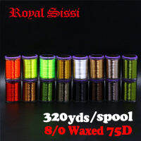 Royal Sissi 8spools set 75D high tensile fly tying thread with standard bobbin 320ydsspool hybrid filaments 80 waxed thread