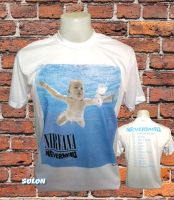 เสื้อวง NIRVANA วงร็อค ไม่มีตะเข็บข้าง คอฟิต ป้ายUS เสื้อผู้ชาย เสื้อทัวร์ วงร็อคต่างประเทศ